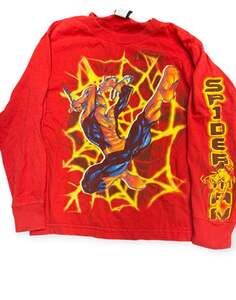 Vintage Spiderman Mad Engine Marvel Youth S Long Sleeve Red T-Shirt 2002